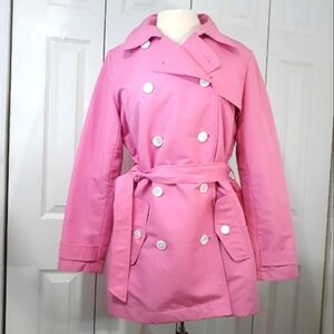 Lauren Ralph Lauren Pink Double-Breasted Trench Coat Lined Size Large